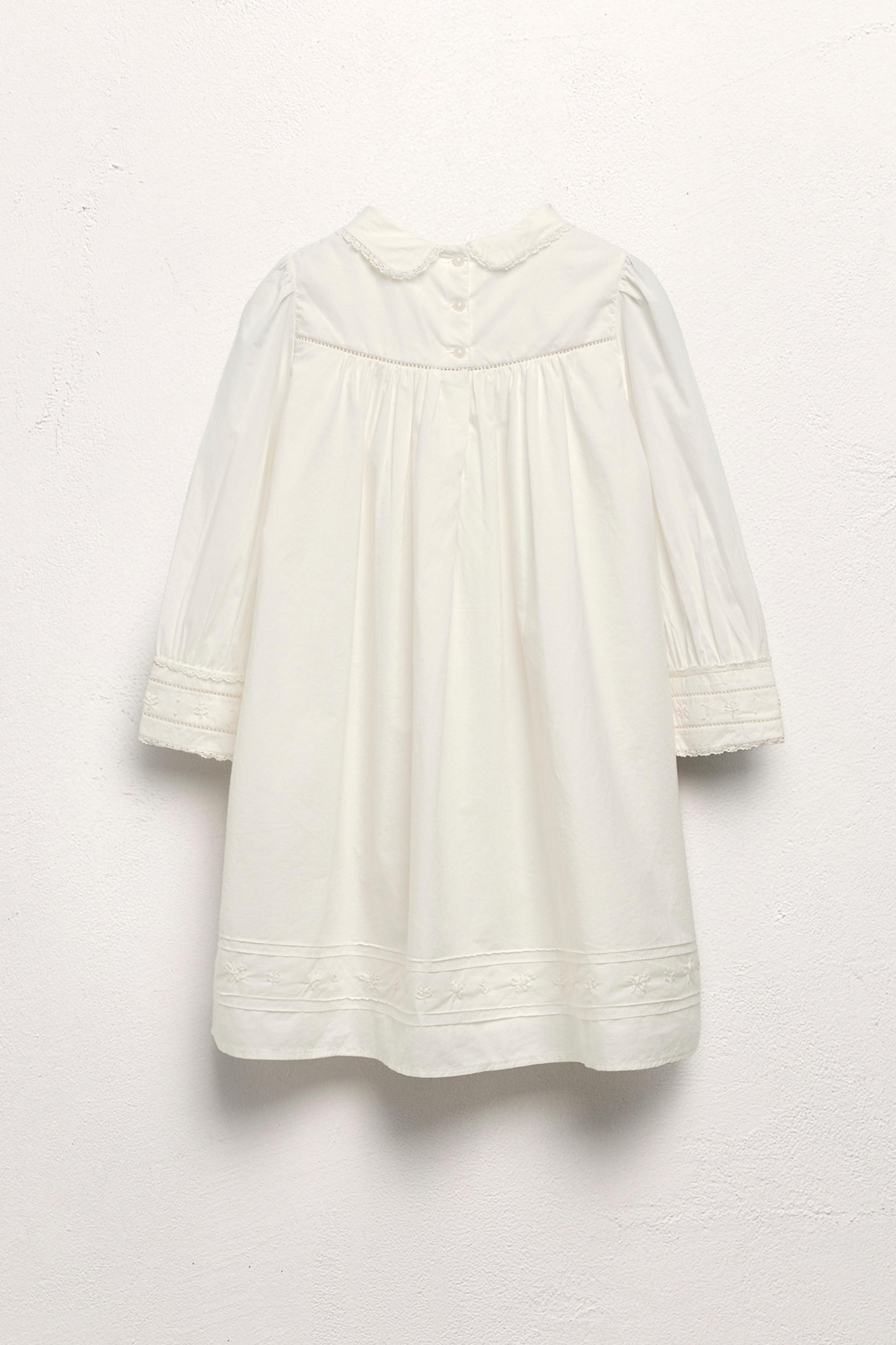 AGES 6-10/ LIMITED EDITION EMBROIDERED FLORAL POPLIN DRESS